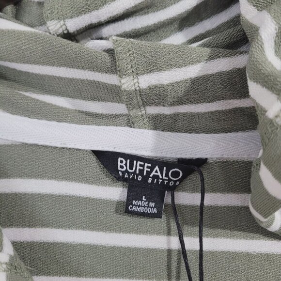 NEW Buffalo David Bitton Womens L Striped Long Sleeve Hooded Pullover Top - Picture 5 of 8